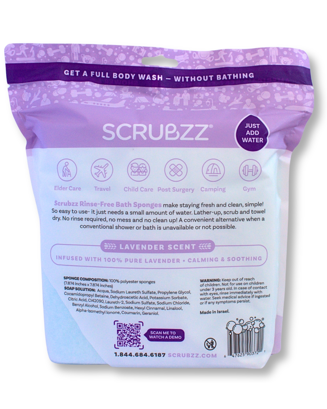 Scrubzz – Esponjas de Baño sin Enjuague aroma a Lavanda - Imagen 2